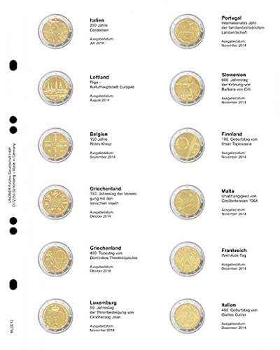 Hoja clasificadora Lindner MU2E12 Multi collect para euros Italia 2014