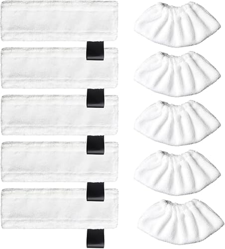 Juego de 10 accesorios para limpiador de vapor Kärcher Easyfix SC2 SC3 SC4 SC5 SV7 de microfibra para Kärcher SC1 SC2 SC3 SC4 SC5 SV7 (5 paños de suelo + 5 fundas de tela)