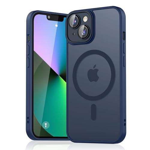 Magnetic for iPhone 13 Case [Compatible with MagSafe][10 FT Military Grade Drop Protection] [Dual Layer Structure Protection] Non-Slip Heavy Duty Full-Body Shockproof iPhone 13 Cover (Navy Blue)