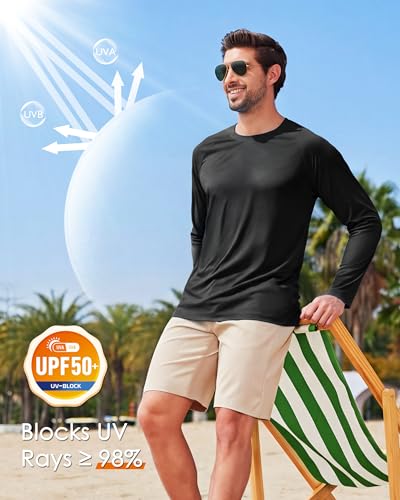 Image of Boladeci Men's UPF 50+ Sun Protection UV SPF Shirts Long Sleeve Lightweight Quick Dry Swim T-Shirts Rash Guard