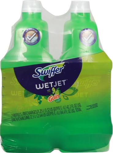 Image of Swiffer WetJet Multi-Purpose and Hardwood Liquid Floor Cleaner Solution Refill, with Gain Scent, 42.2 Fl Oz (Pack of 6)