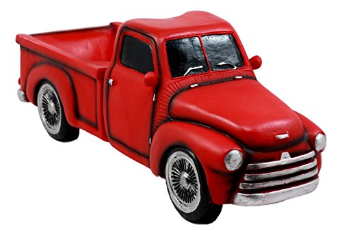 Ebros Gift Red Classic Vintage Old Fashioned Pickup Truck Wine Holder 11.25" Long Figurine Wine Bottle Holder Caddy Trucks Work Cars Farming Industrial Mobile Accent #TOP3