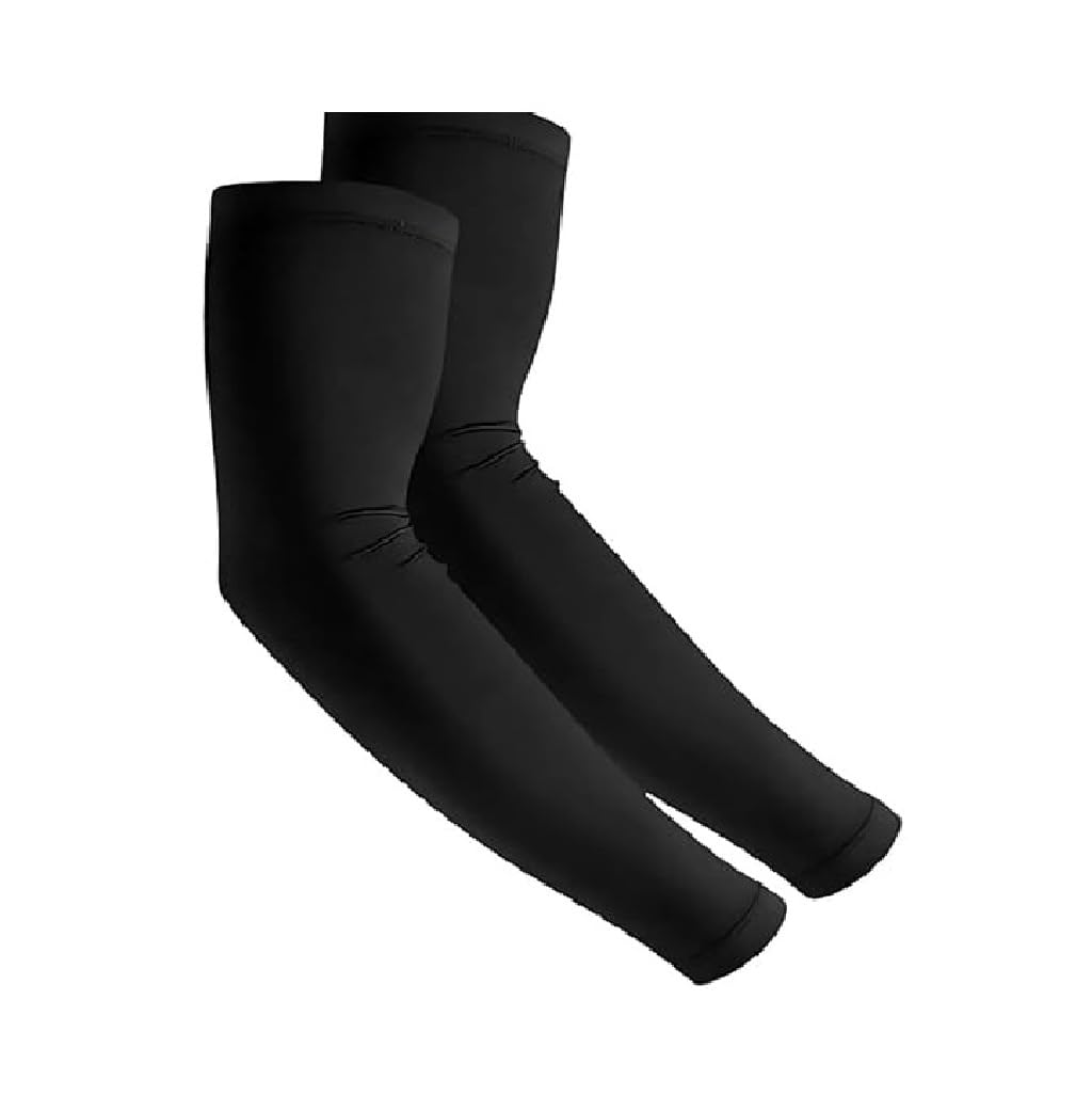 240 GSM 1 Pair Outdoor Indoor Use Unisex Arm Sleeves UV Tan Protection for Men Women Children with Compression & Cooling Effect (Black)-image-29