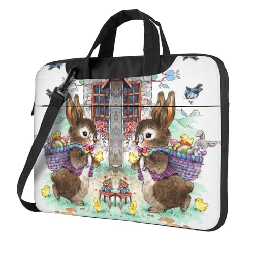 Sacoche ordinateur antichoc contre les impacts motif lapin de Pâques