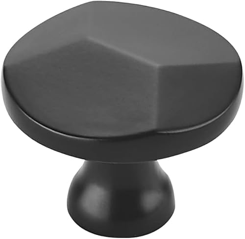 Miniatura 1 de TUNNY Perilla redonda de un solo agujero, perilla para muebles de color negro mate (paquete de 10) para gabinetes de cocina, dormitorio, aparador,