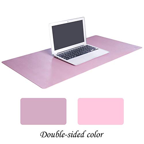OFFIDIX Large Office Mouse Pad, 32\"x16\" Non-Slip PU Leather Two Colors Desk Mat Dual-Sided Waterproof Desktop Pad Protector Gaming Writing Mat for Office and Home (Pink and Purple, Dual-Sided)