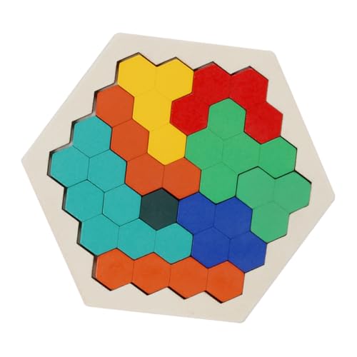 TEHAUX 木製知育パズル ヘキサゴン多角形ジグソー パズル 幼児向け 観察力想像力養成 水性塗料使用 歳以上適用