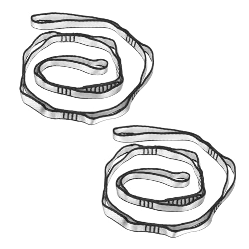 PATIKIL Correas Daisy Chain, Paquete de 2 Correas de Escalada Resistentes Ajustables de Nylon con 8 Lazos para Columpio de Hamaca de Yoga Aéreo, Tono Plateado