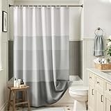 Vangao Duschvorhang 180x200 cm Grau Badewanne Waschbar Textil Shower Curtains Bunt Badezimmer Vorhänge mit Ösen Wasserabweisend Ombré Streifen Polyester Modern Hotel mit 12 Haken
