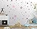 Adhesivo de pared de 75 estrellas para la habitación de los niños - colores pastel, cielo estrellado de bebé para pegar en la decoración de la pared de adhesivo de pared, Gris - rosa - púrpura