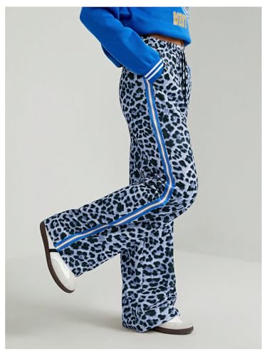 Verdusa Women's Y2K Leopard Print Casual Pants Streetwear Straight Leg Long Trousers4
