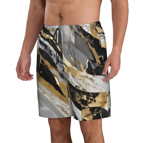 Men's Beach Shorts Swim TrunksFun Patterns Luxury Marble Print for Surfing Running Summer Vacation2