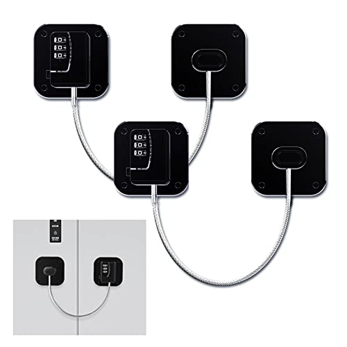 Cerradura de refrigerador, cerradura de nevera para niños, cerradura de contraseña digital, segura para niños, sin llave, a prueba de niños, no necesita llaves (negro y cuadrado)