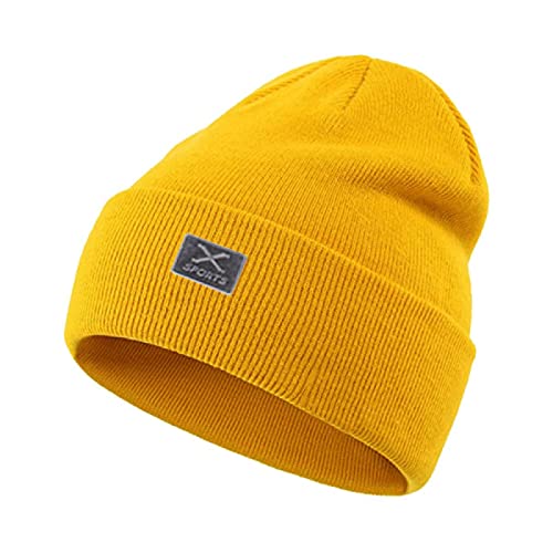 Skullies Gorros Hombres Sombrero De Punto Mujeres Sombreros De Invierno,Amarillo,Talla Única