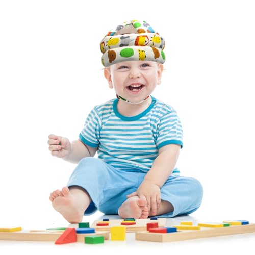 Image of Baby Head Protector Baby Helmet for Crawling Walking, No Bumps Safety Head Adjustable Protective Cap for Walking, Playing (Animals)