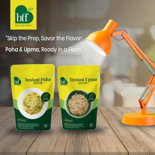 Image of Quick Breakfast Duo: Instant Poha & Instant Upma (90g each) | Indian Breakfast Mix | Just Add Hot Water | Quick & Easy Meal for Home, Office & Travel