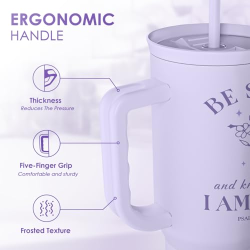 Image of SANDJEST Christian Gift for Women - Insulated Stainless Steel Tumbler with Handle and Straw - Religious Inspirational Gifts for Birthday Christmas, 40oz