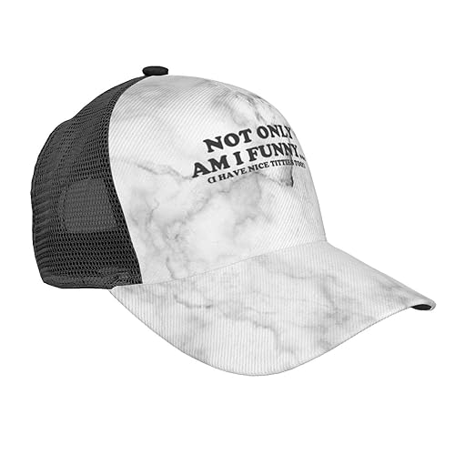 Not Only Am I Funny I Have Nice Titties Too Casquette de Camionneur en Maille – Casquette de Baseball réglable pour Homme et Femme Noir