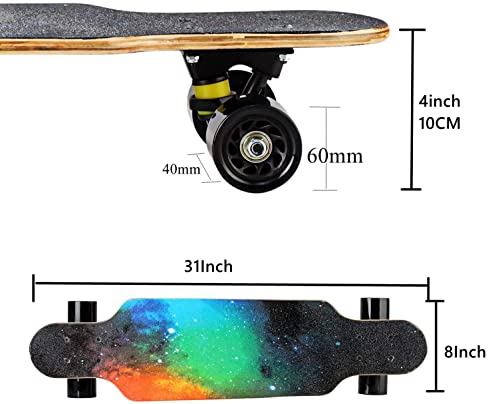 Asktom 31" Longboard 7 Layers 31"X8" Skateboard Pro Complete 7Ply Maple Complete Cruiser For Cruising, Carving, Free-Style And Downhill With T-Tool #TOP3