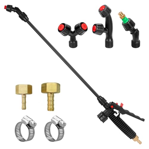 Acid Resistant Sprayer Wand with 4 Types of Nozzles, Pump Replacement Sprayer Wand with 1/4