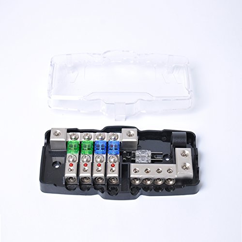 Multi-Functional Led Car Audio Stereo Anl Fuse Holder Distribution 0/4Ga 4 Way Fuses Box Block 30A 60A 80Amp #TOP2