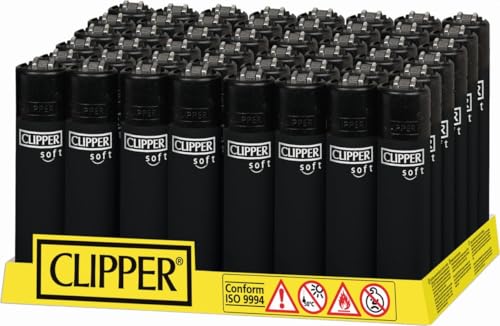 Clipper Mechero Soft Touch texturizado en lote de 48 piezas de color negro mate