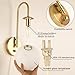 Plug in Wall Sconces Decor Set of Two, Modern Gold Globe Wall Lamp, Stepless Dimmable Gooseneck Wall Light for Living Room Bedroom Hallway, Milky White Glass Shade, 2-Pack E12 Bulb, Optional Hardwired