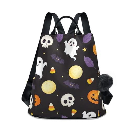 Mochila antirrobo con fantasmas para mujer que busca seguridad en sus viajes