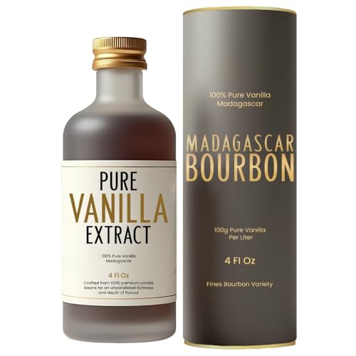 BRBON 4oz Pure Vanilla Extract | Made from Premium Madagascar Bourbon Vanilla Beans | Pure Extract Perfect for Baking, Cooking & Desserts | Non-GMO, Gluten-Free, Vegan & Kosher | 4oz. Bottle