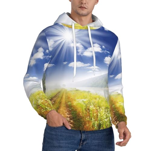 Sweat à capuche en polaire imprimé paysage pull doux et chaud masculin