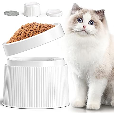 iPettie Elevated Cat Food Bowl Cat Dish, Tilted Pet Feeding Station with Stand for Small Dog, Made from Certified Food-Safe Plastics, Better Than Stainless Steel and Ceramic Cover