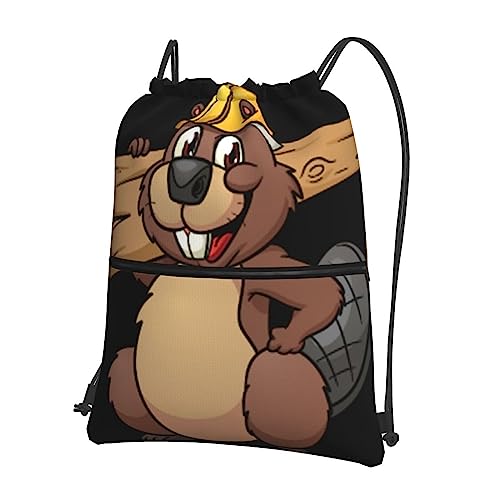 Tier Outdoor Casual Reißverschluss Kordelzug Rucksack Fitness Tasche Sport Rucksack, Biber Arbeiten, EinheitsgröÃŸe