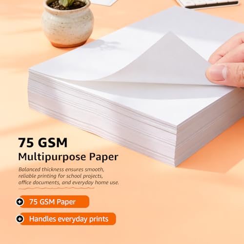 Image of Amazon Basics A4 Copier Paper | Multipurpose Paper | 75 GSM | 500 Sheets | Compatible with Inkjet & Laser Printers