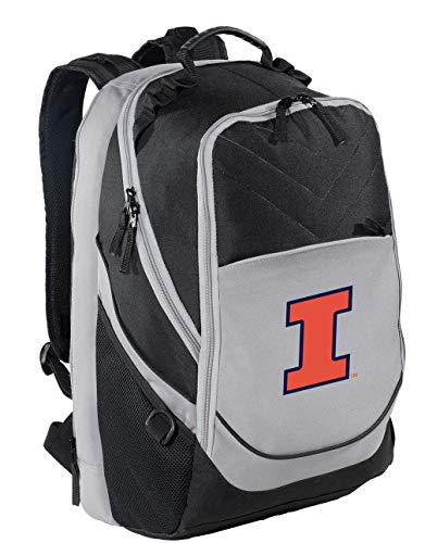 Image of Broad Bay University of Illinois Illini Backpack | Official Fighting Illini Logo, Padded Laptop Computer Section, Premium 600 Denier Nylon Fabric