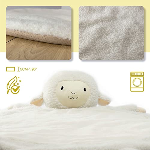 RUGUIES-Kruipdeken-Babydeken-Speelmat voor kinderen-Baby Playmat- Zachte Babymat voor kruipen en slapen-Zachte Pluche Babymat-Geschenk Geboorte-Geschenk Baby Shower baby meisje- Maat XL. - Afbeelding 5