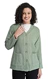 Women's Woolen V-Neck Buttoned Full Sleeve Cardigan Self Design Soft Wool Fabric Winter Wear Pure Wool Sweater Fully Warm with Front Pockets Stylish Outdoor and Office Wear Girls Cardigan(Pista Green)
