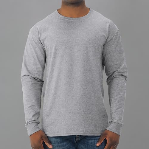 Image of Jerzees Mens Dri-Power Cotton Blend Long Sleeve Tees, Moisture Wicking, Odor Protection, UPF 30+, Sizes S-3x