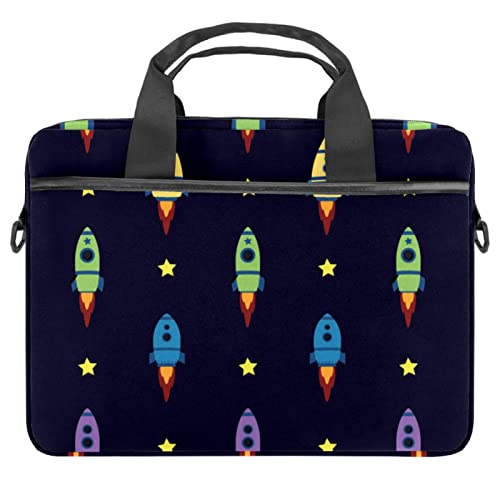Sacoche à bandoulière pour ordinateur portable 13 à 14.5 pouces à motif vaisseau spatial bleu