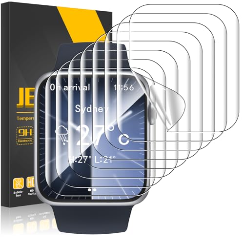JEHOO für Apple Watch Series 9/8/7 45mm Schutzfolie, 8 Stück Selbstheilende Weiche TPU Displayschutzfolie, HD Klar Blase...