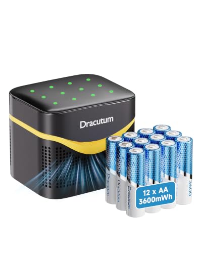 Image of Rechargeable Lithium AA Batteries with Charger 12-Pack 3600mWh