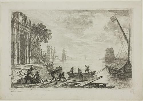 Pintura de lienzo de puerto Claude Lorrain soluciona paredes vacías en oficinas 60x90cm