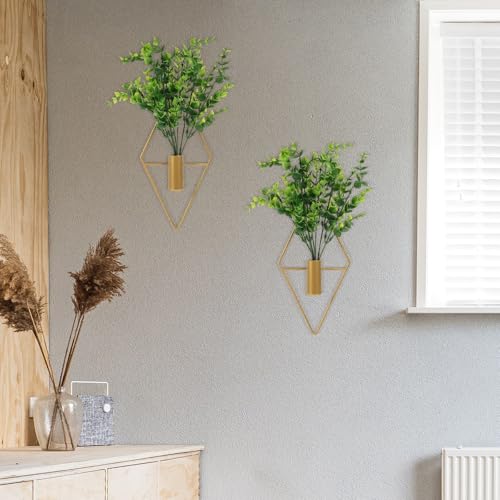 Pot de fleurs mural en fer géométrique Toddmomy avec végétation artificielle