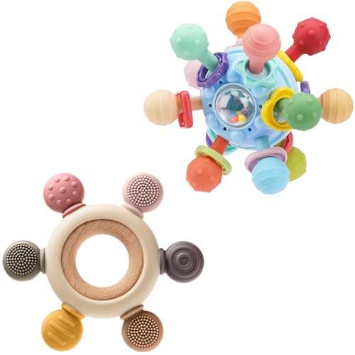 Image of TOHIBEE Baby Montessori Sensory Teething Toy + Baby Teething Ring for 0-6 6-12 Months