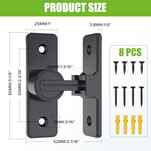Image of Barn Door Lock Hardware, Heavy Duty 90 Degree Flip Latch Privacy Lock, Zinc Alloy Sliding Barn Door Latch for Bathroom, Bedroom, Closet, Garage, Shed and Gate (Matte Black-2PCS)