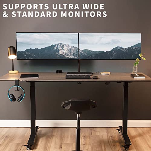 Image of VIVO Full Motion Dual Monitor Desk Mount Clamp VESA Stand with Double Center Arm Joint | Fits 13 inch to 32 inch Screens (STAND-V102D)
