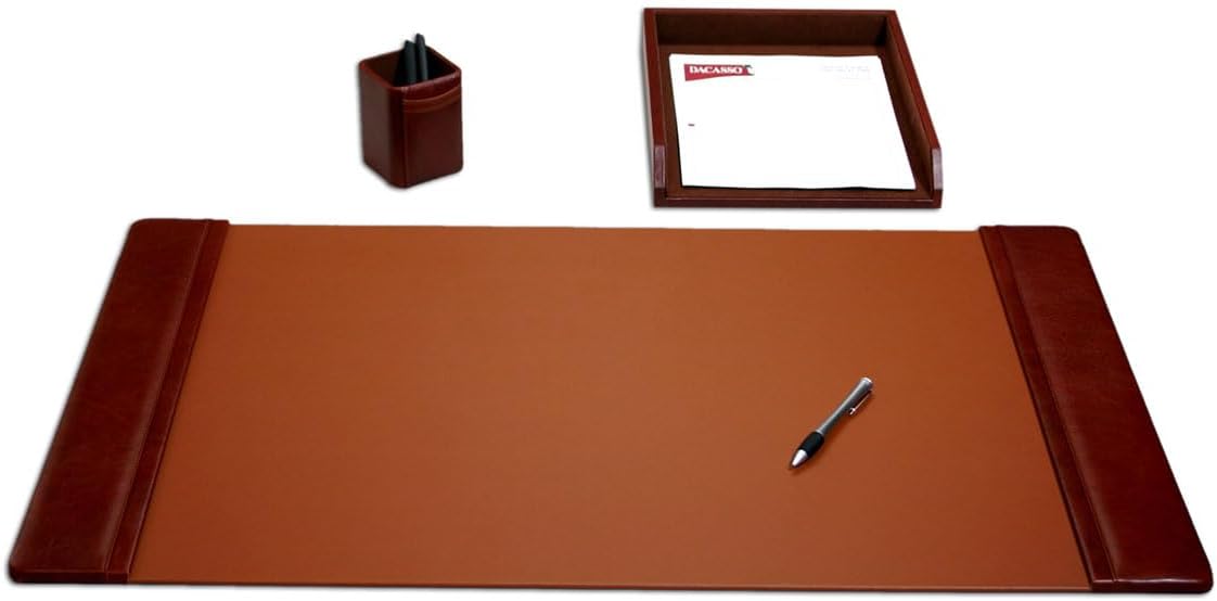 Dacasso Leather Desk Set, 3-Piece, Mocha