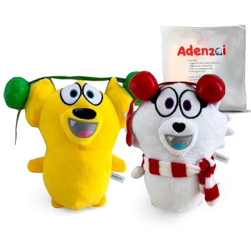 Adenzai Tyler and Snowi Snuggle Bundle Plush Set – Soft Stuffed Animal Plushies, Tyler and Snowi Plush Toy, Cute Cuddly Character Plush Gift Set for Kids and Fans