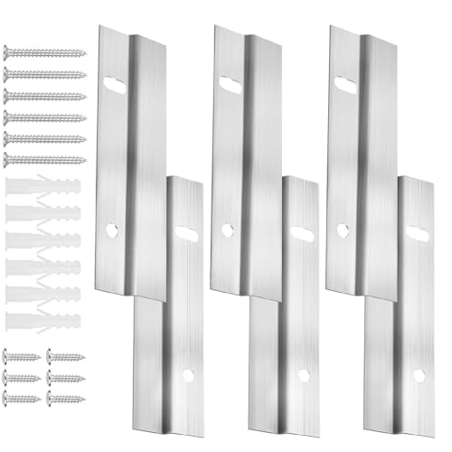 Image of Cleat Picture Hanger 12 Pcs Hardware Kit for Hanging Plywood Picture Hooks, Wall Bracket Hardware Kit Aluminum Z Bar Hangers