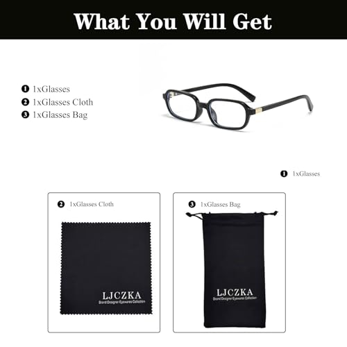 Image of LJCZKA Rectangular Blue Light Blocking Glasses for Women Men Retro Small Square Frame Anti Eyestrain Computer Eyeglasses