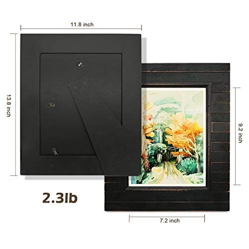 Eosglac 8X10 Picture Frame Distressed Black, Timbermount Rustic Photo Frame With Wood Siding Look, Tabletop Or Wall Display #TOP3
